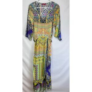 Rubyyaya Women Med Multicolored 3/4 Sleeve Lightweight Boho Summer Dress